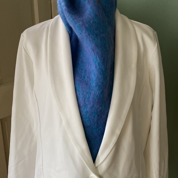 New womens off white Sz L tailored dress don/up business 1 button blazer jacket - Picture 6 of 10